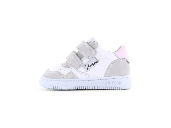 Meisjes Wit basket sneakertje van Shoesme in de kleur White Beige Pink in maat 22.