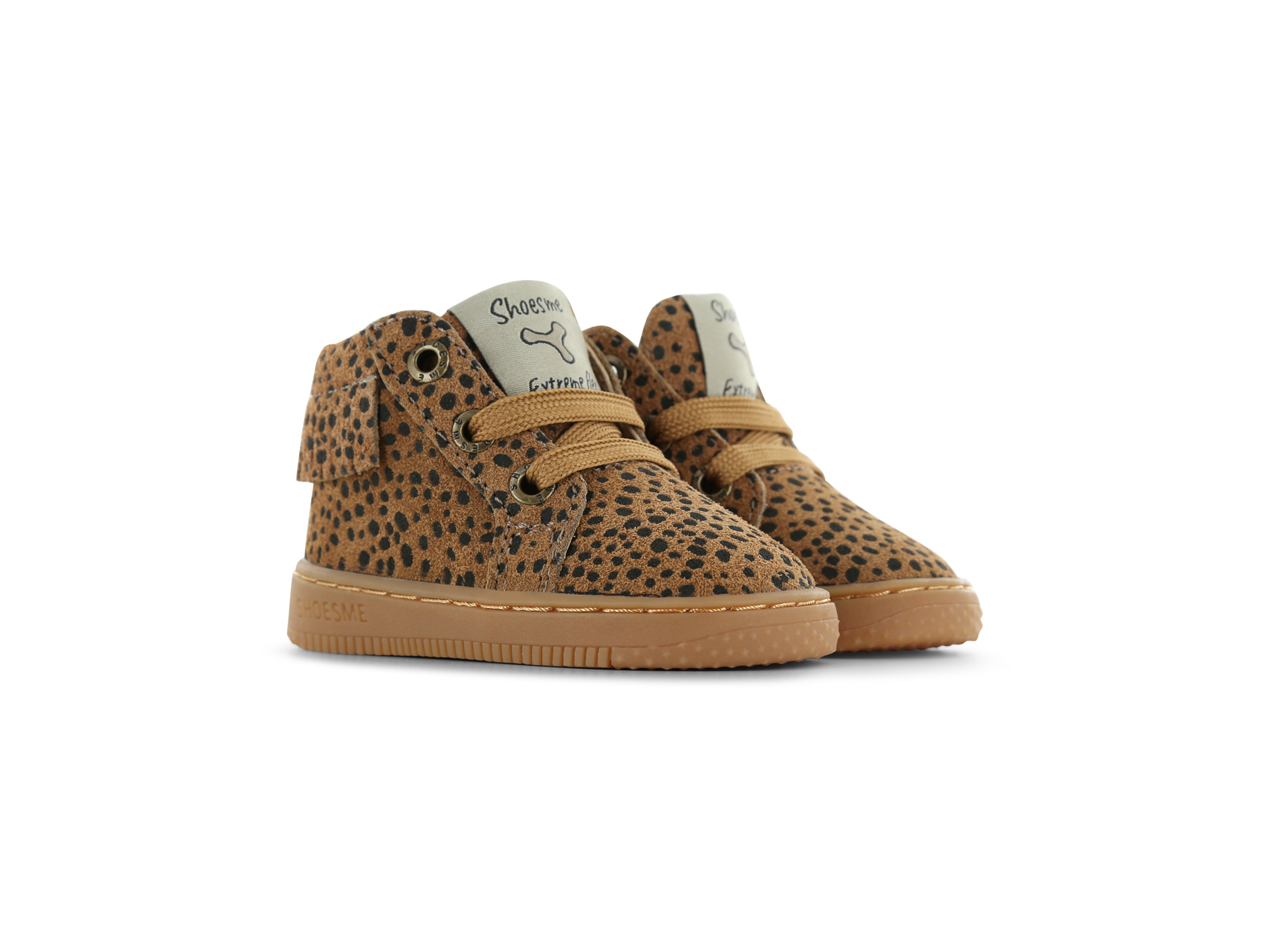 Shoesme bruine sneaker met dotjes