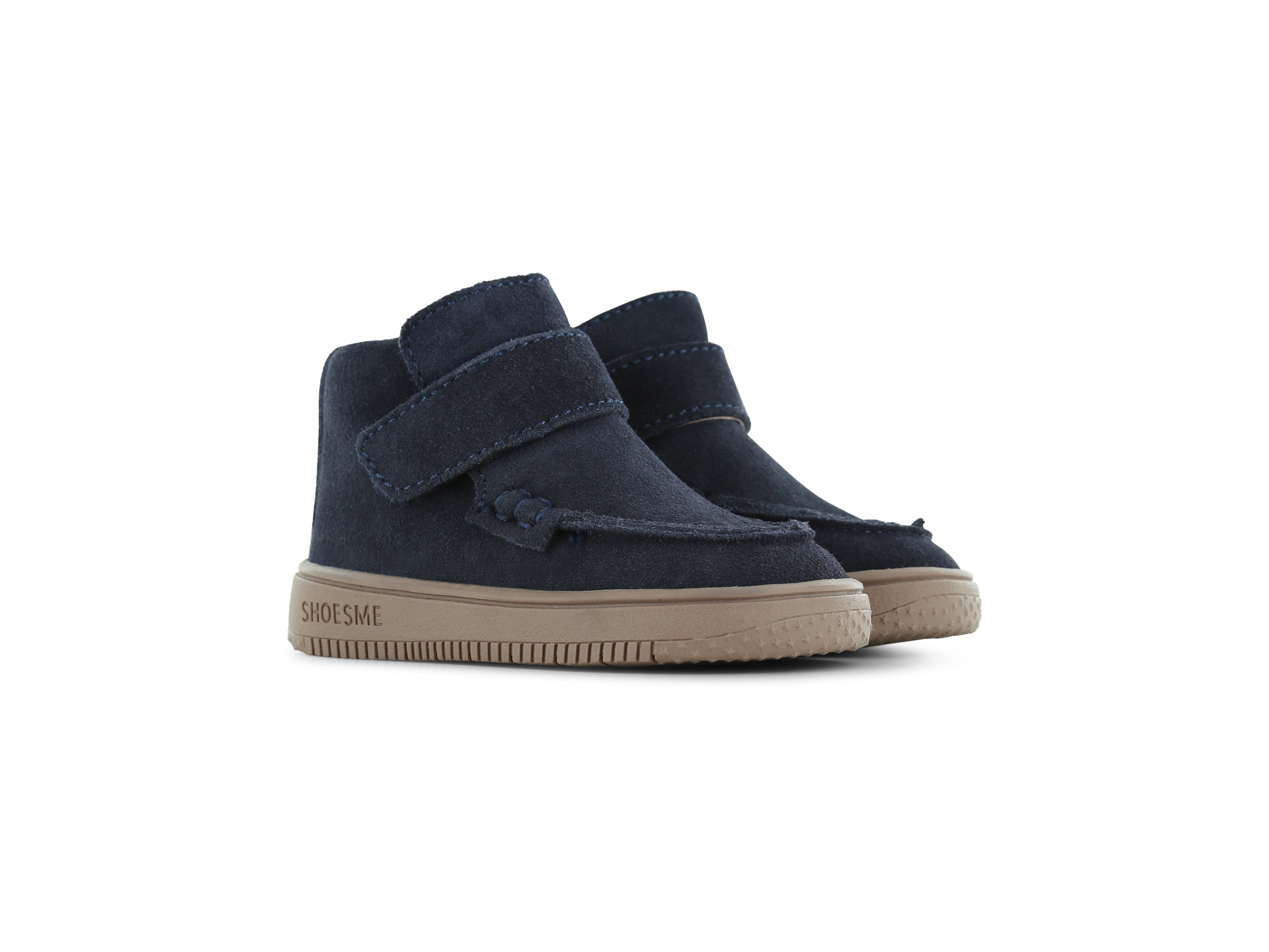 Shoesme donkerblauwe suede klittenbandschoen