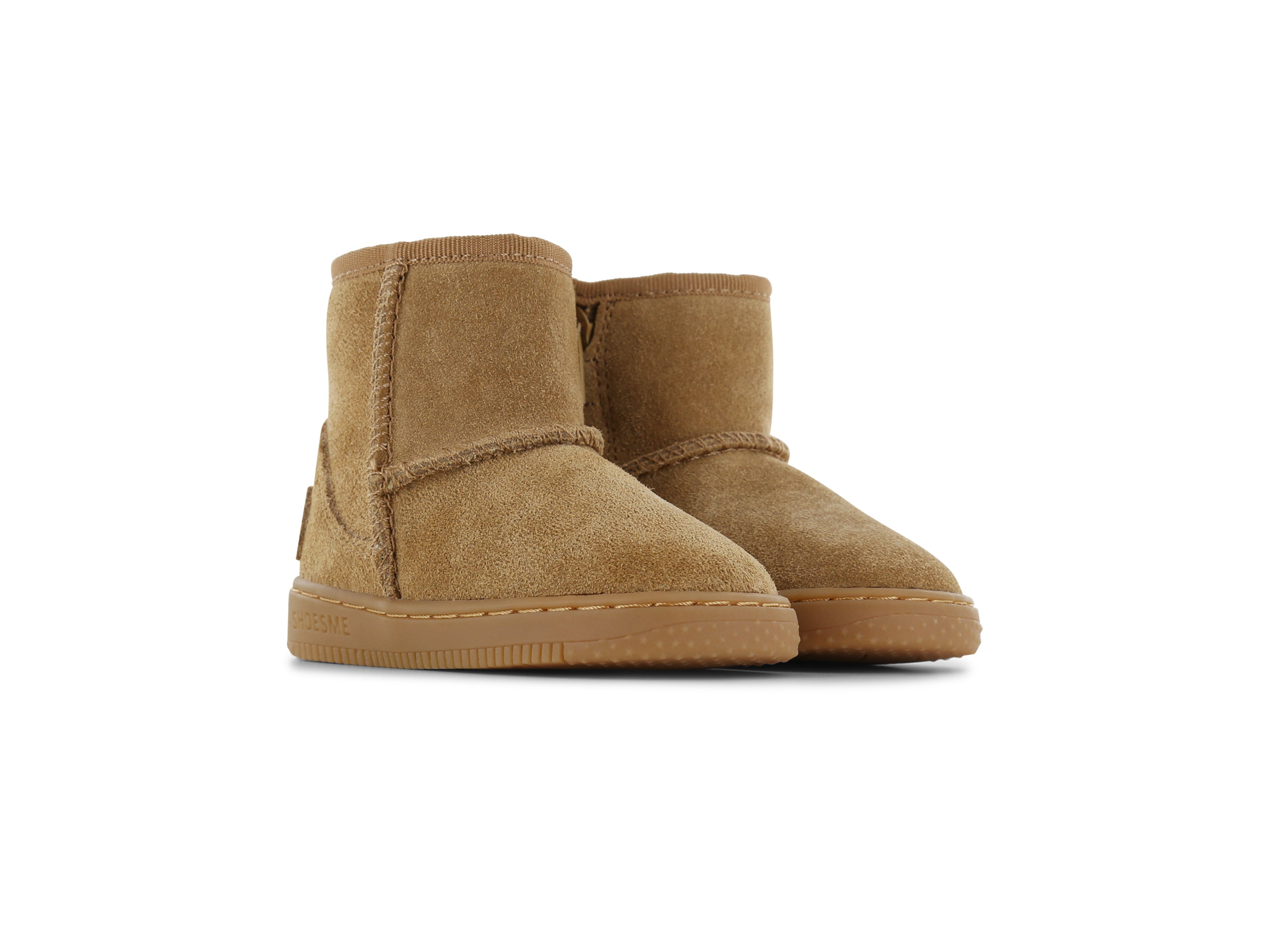 Shoesme cognac bootie met fluffy voering