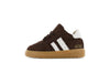Jongens Donkerbruine sneaker met witte strepen van Shoesme in de kleur Brown in maat 23.
