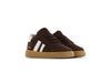 Jongens Donkerbruine sneaker met witte strepen van Shoesme in de kleur Brown in maat 23.
