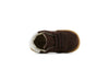 Jongens Donkerbruine sneaker met witte strepen van Shoesme in de kleur Brown in maat 23.