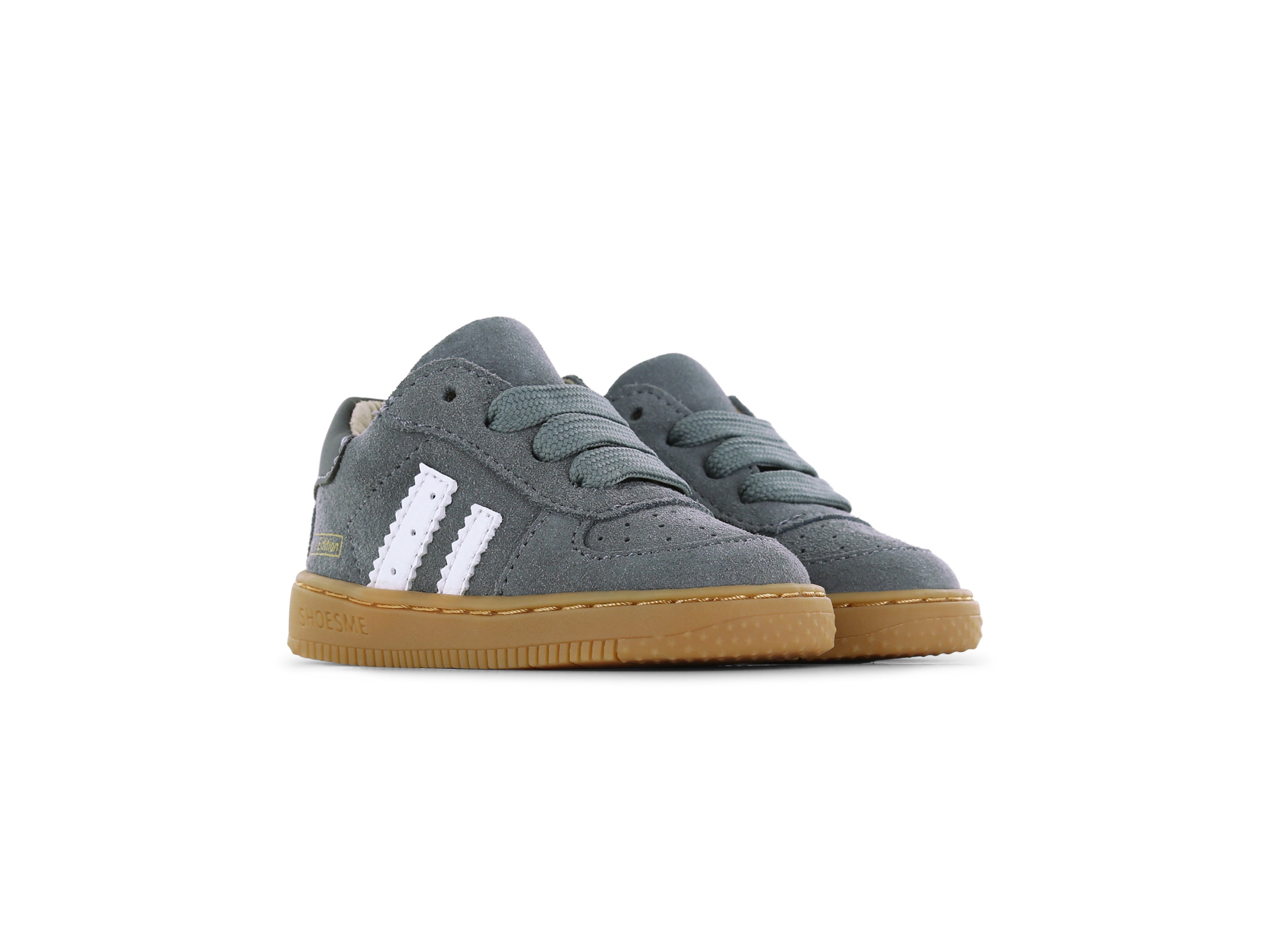 Jongens Grijze sneaker met witte strepen van Shoesme in de kleur Grey in maat 23.