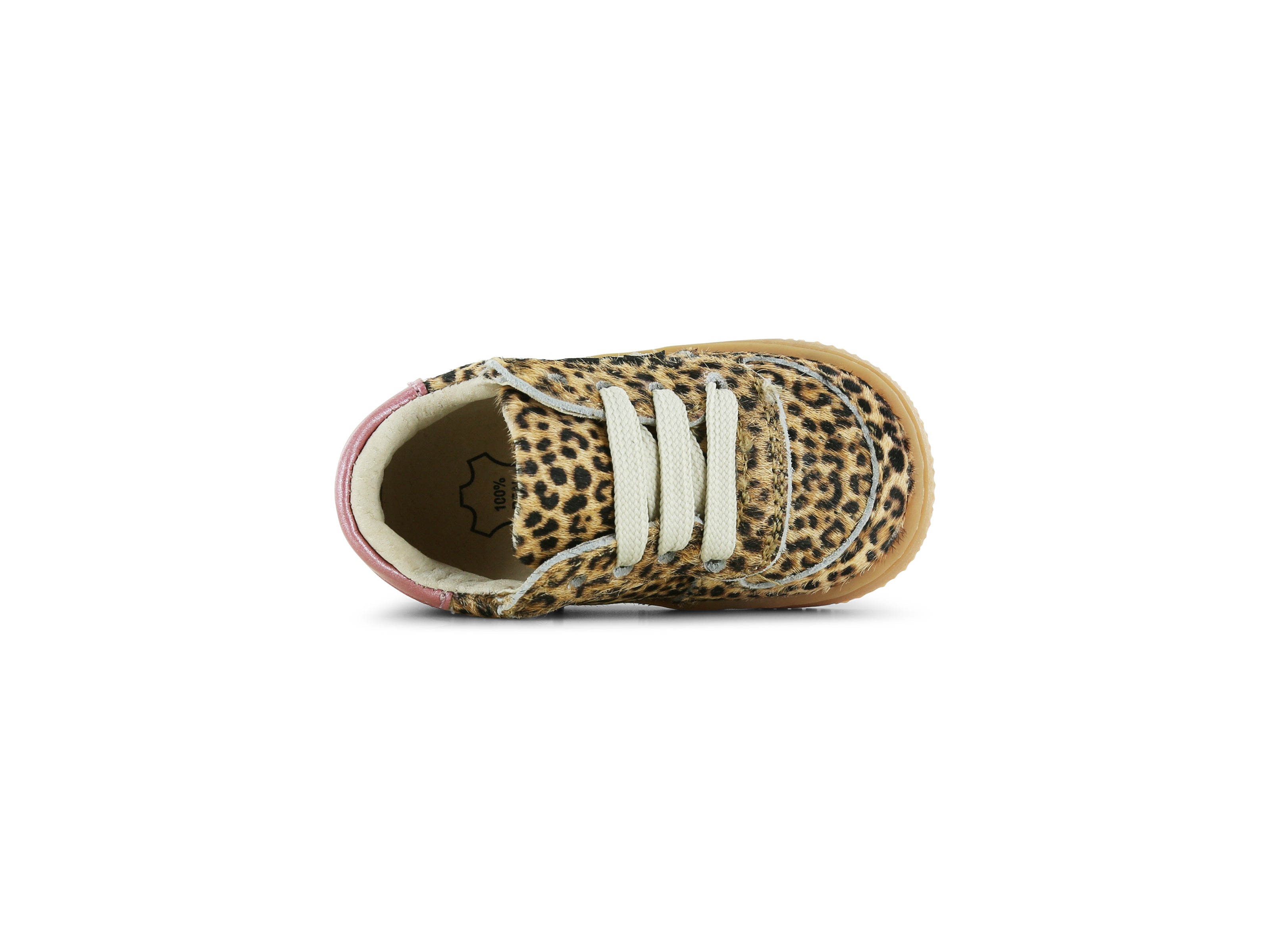 Meisjes Leopard sneaker met strepen van Shoesme in de kleur leopard cognac in maat 23.