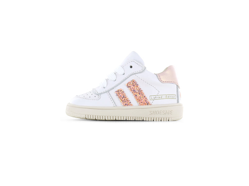 Shoesme wit - roze sneaker met strepen