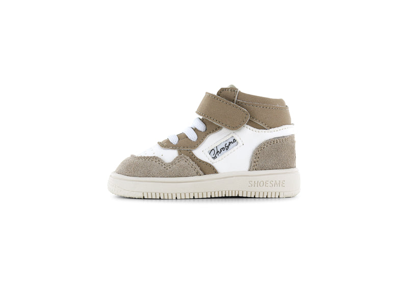Shoesme taupe-witte sneaker