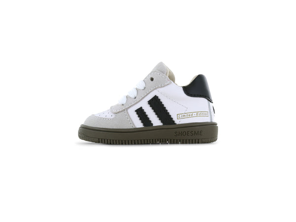 Shoesme beige wit zwarte sneaker met strepen