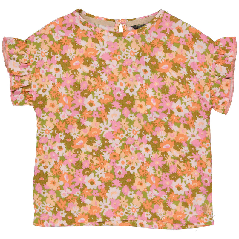 Meisjes Blouse BODEEQS242 van Quapi in de kleur AOP Pink Flower in maat 122-128.
