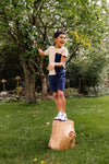 Jongens Sweatshort BODYQS242 van Quapi in de kleur Dark Blue in maat 122-128.