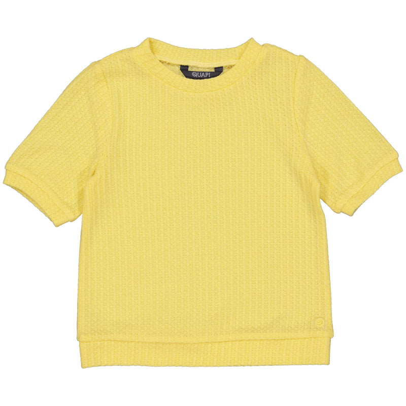 Meisjes Knitted top BONITAQS243 van Quapi in de kleur Soft Yellow in maat 122-128.