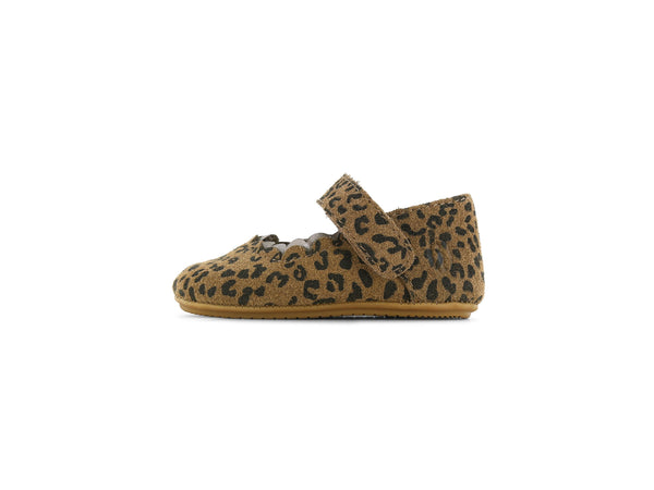Meisjes Babyschoentje open panter van Shoesme in de kleur Cognac Panter in maat 21.