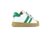 Shoesme witte sneaker met groene strepen en stootneus