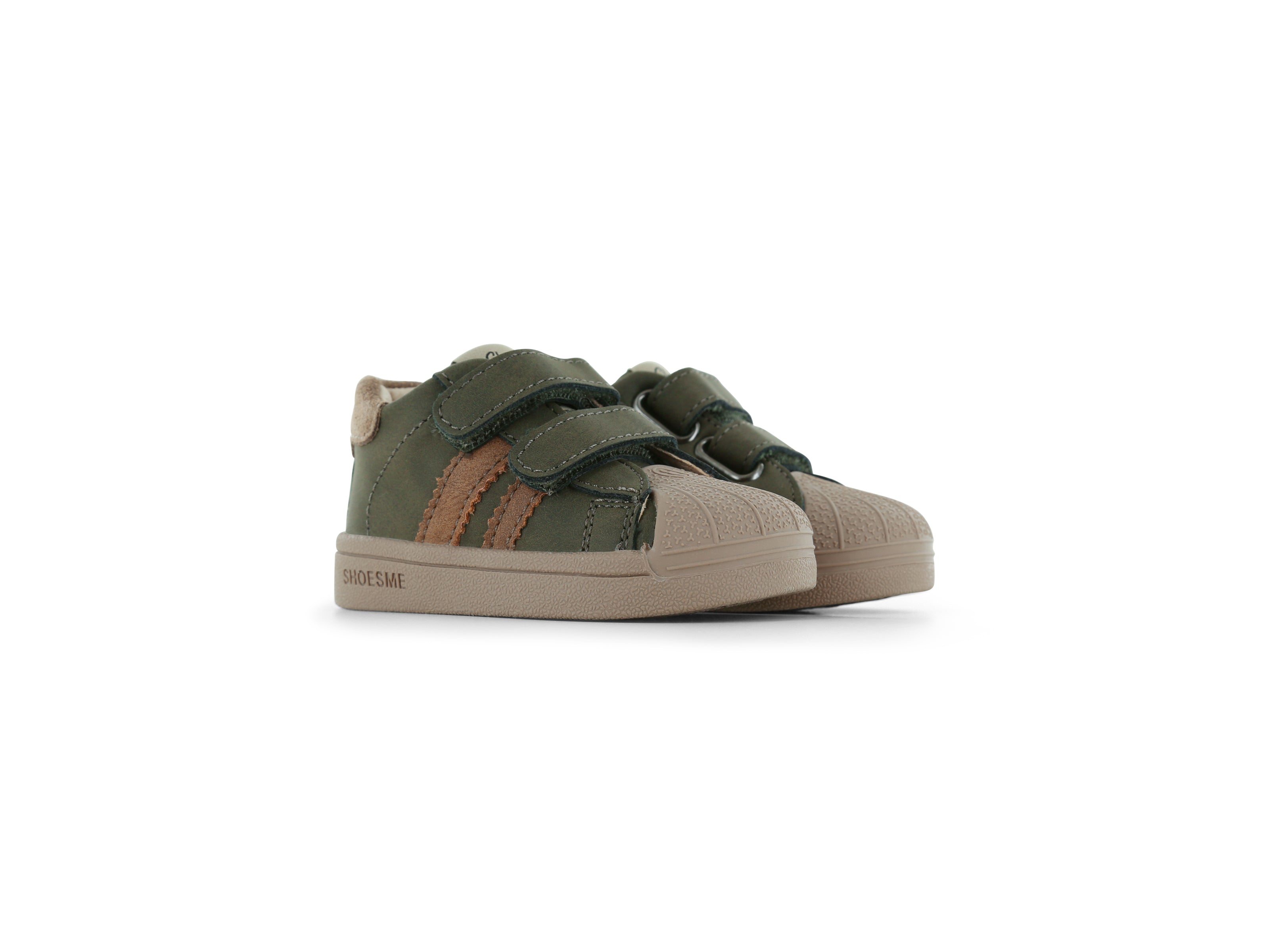 Jongens Groen sneakertje met stootneus van Shoesme in de kleur Dark Green Taupe in maat 23.