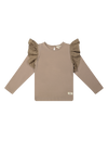 Baje Studio Alicia ruffle top taupe - Bubbles & Bo