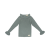 Baje Studio Bow knitted rib ruffle top greyish blue - Bubbles & Bo