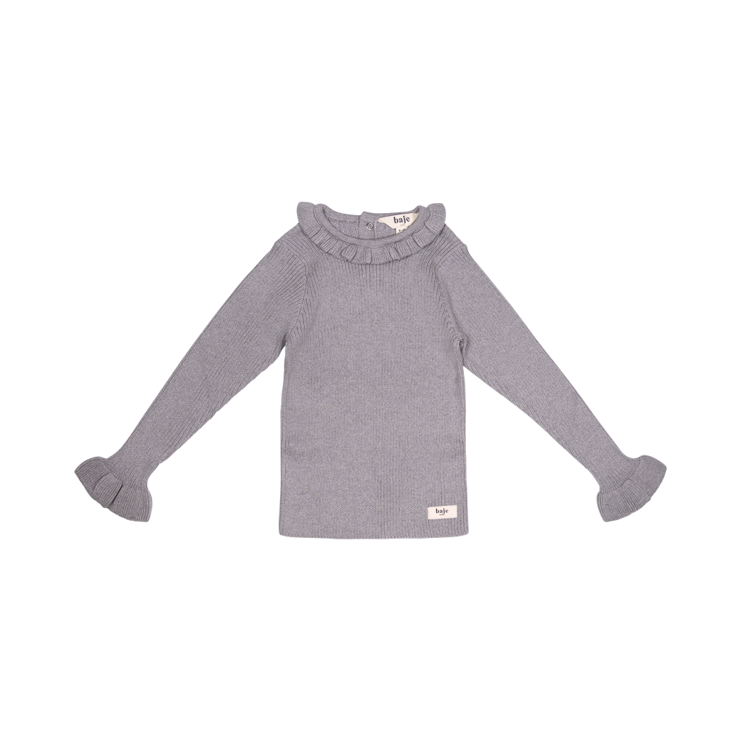 Baje Studio Bow knitted rib ruffle top lila