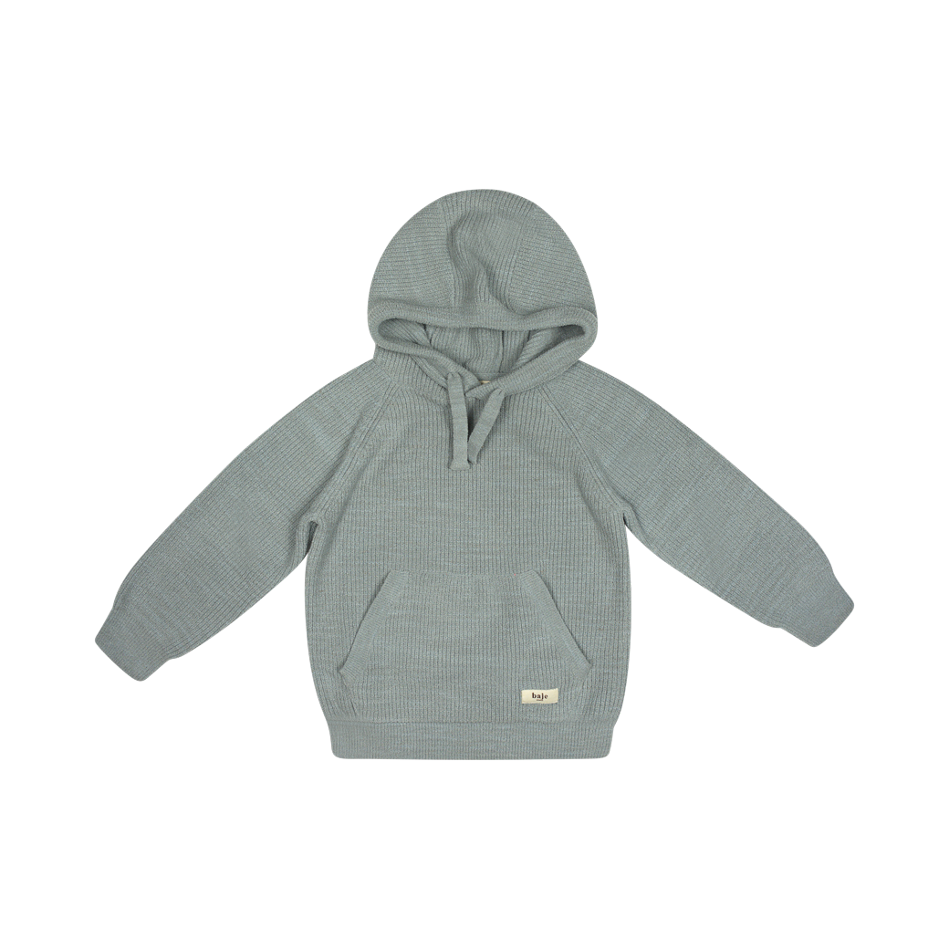 Baje Studio Clay knit hooded pullover greyish blue