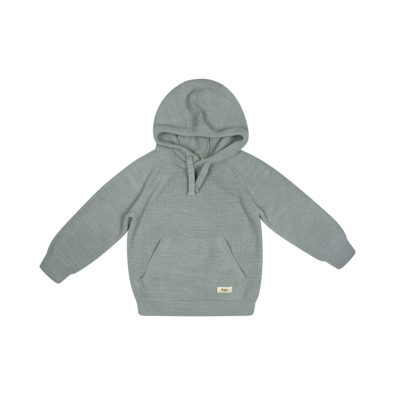 Baje Studio Clay knit hooded pullover greyish blue - Bubbles & Bo