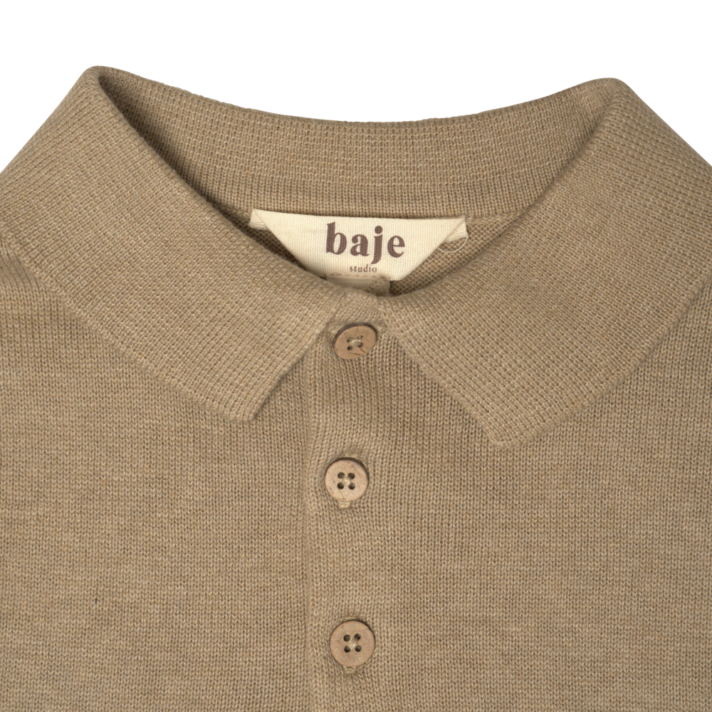 Baje Studio Mackay knit polo taupe - Bubbles & Bo