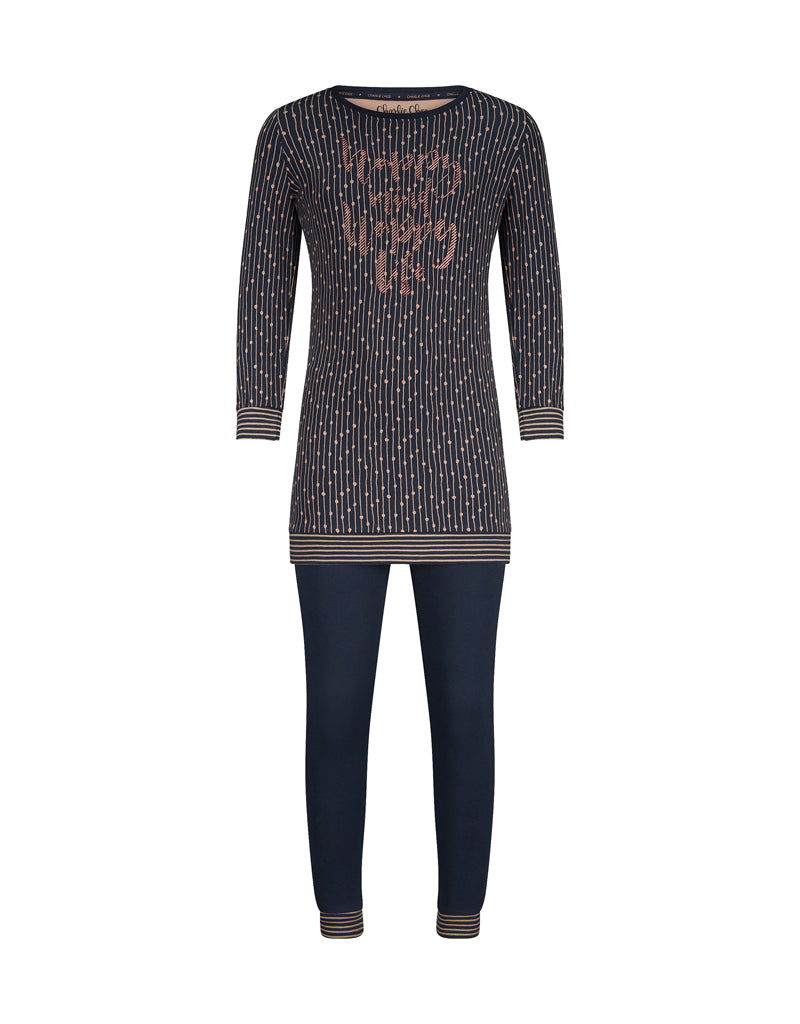 Charlie Choe girls long pullover set stripe Happy Mind