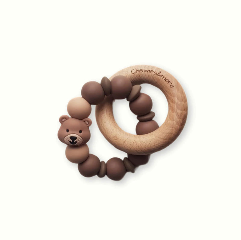 Chewies Mini Rattle Bear - Brown - Bubbles & Bo
