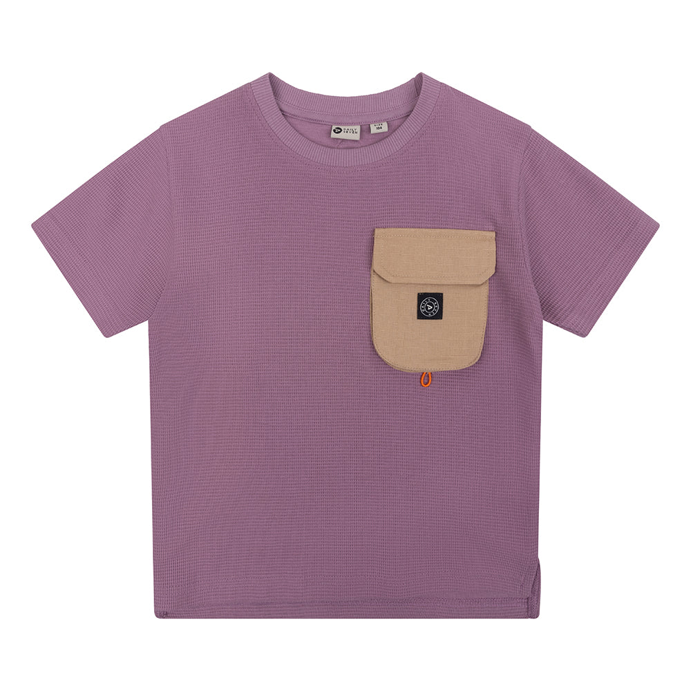Jongens Organic T-Shirt 3d Pocket van Daily7 in de kleur Old Purple in maat 128.