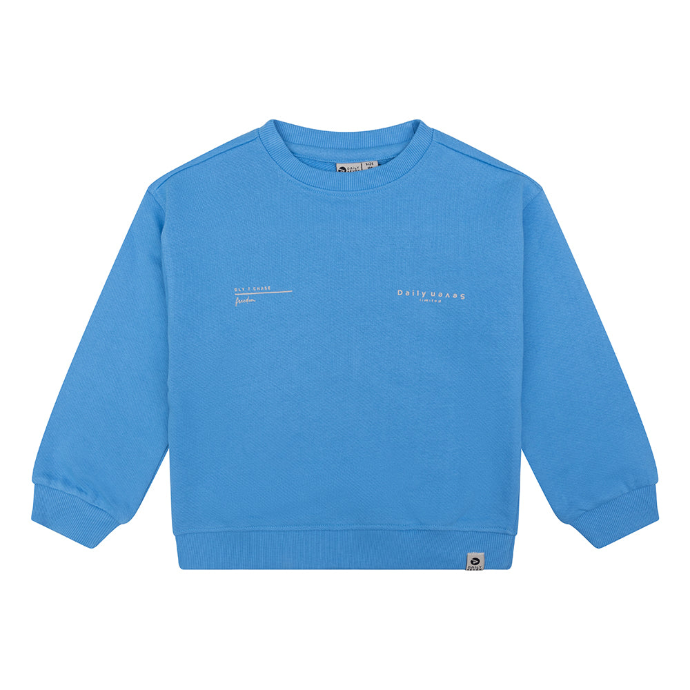 Jongens Organic Sweater Oversized DLY7 van Daily7 in de kleur Soft Blue in maat 128.