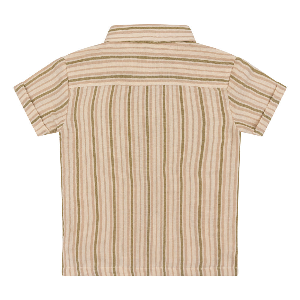 Jongens Shirt Shortsleeve Stripe van Daily7 in de kleur Sandshell in maat 128.