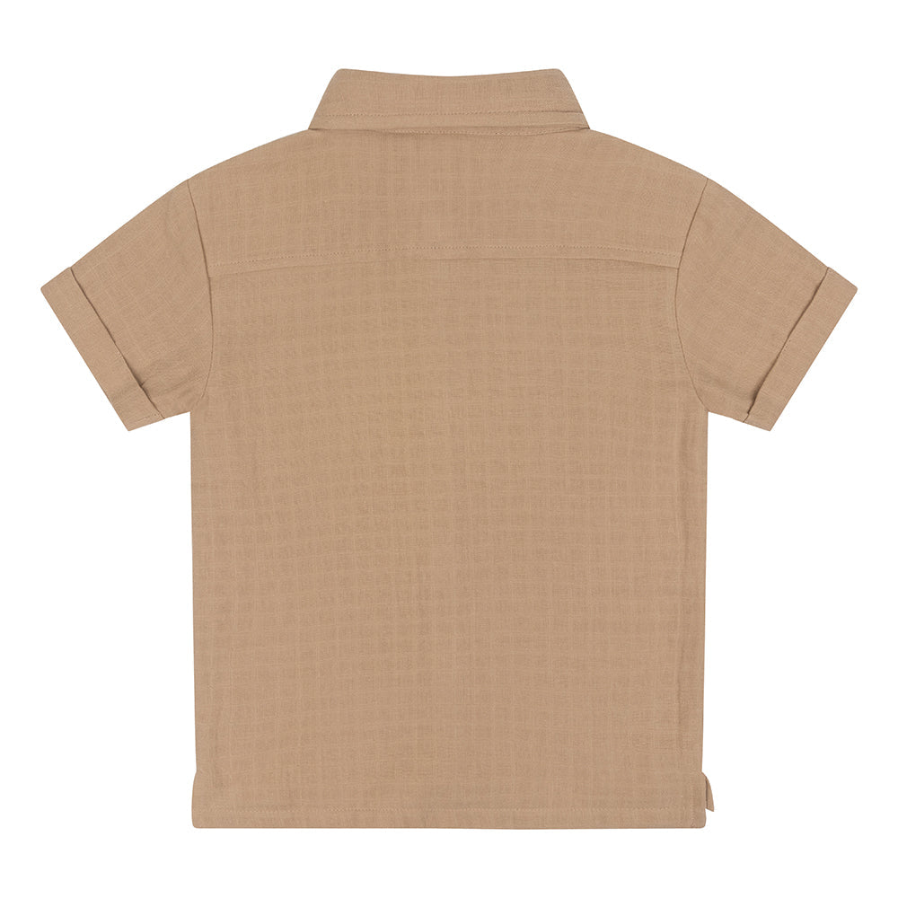 Jongens Shirt Shortsleeve Structure van Daily7 in de kleur Camel sand in maat 128.