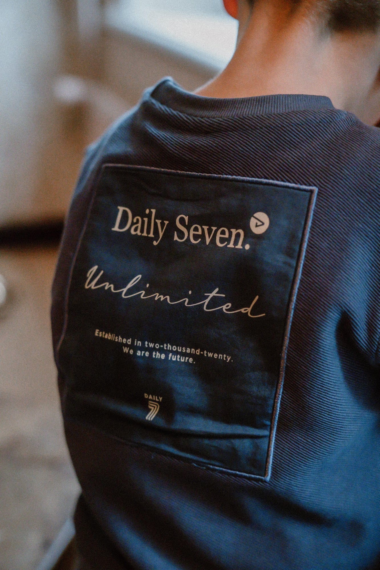 Jongens Sweater Kangaroo pocket Rib van Daily7 in de kleur Stone Navy in maat 128.