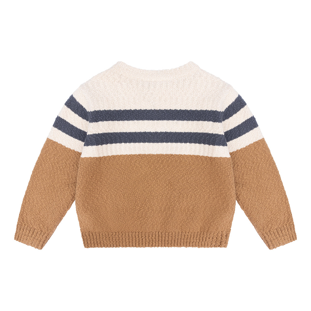 Jongens Fancy Knitted Sweater van Daily7 in de kleur Hazelnut in maat 128.