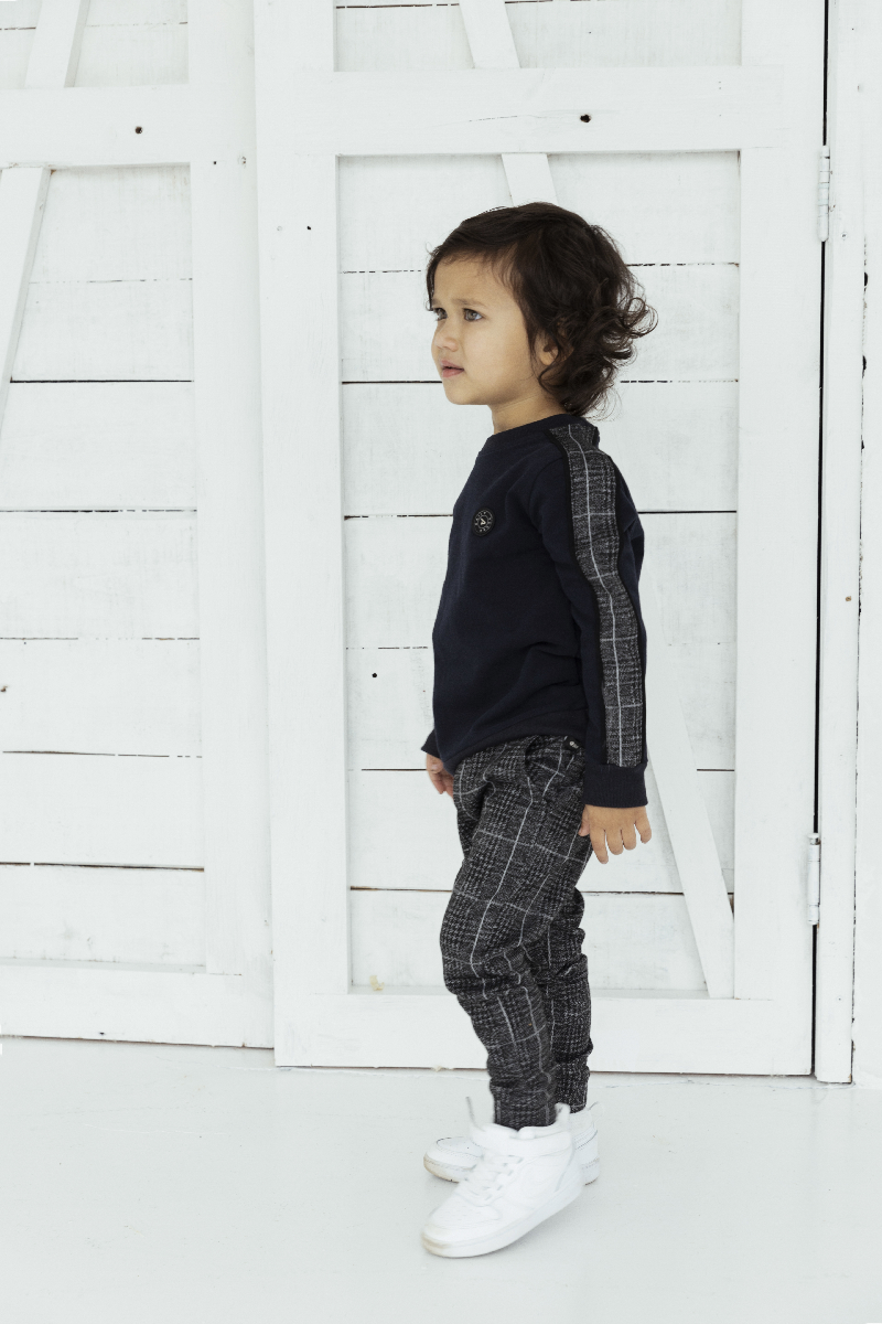 Daily7 Crewneck Check Sleeve - Bubbles & Bo