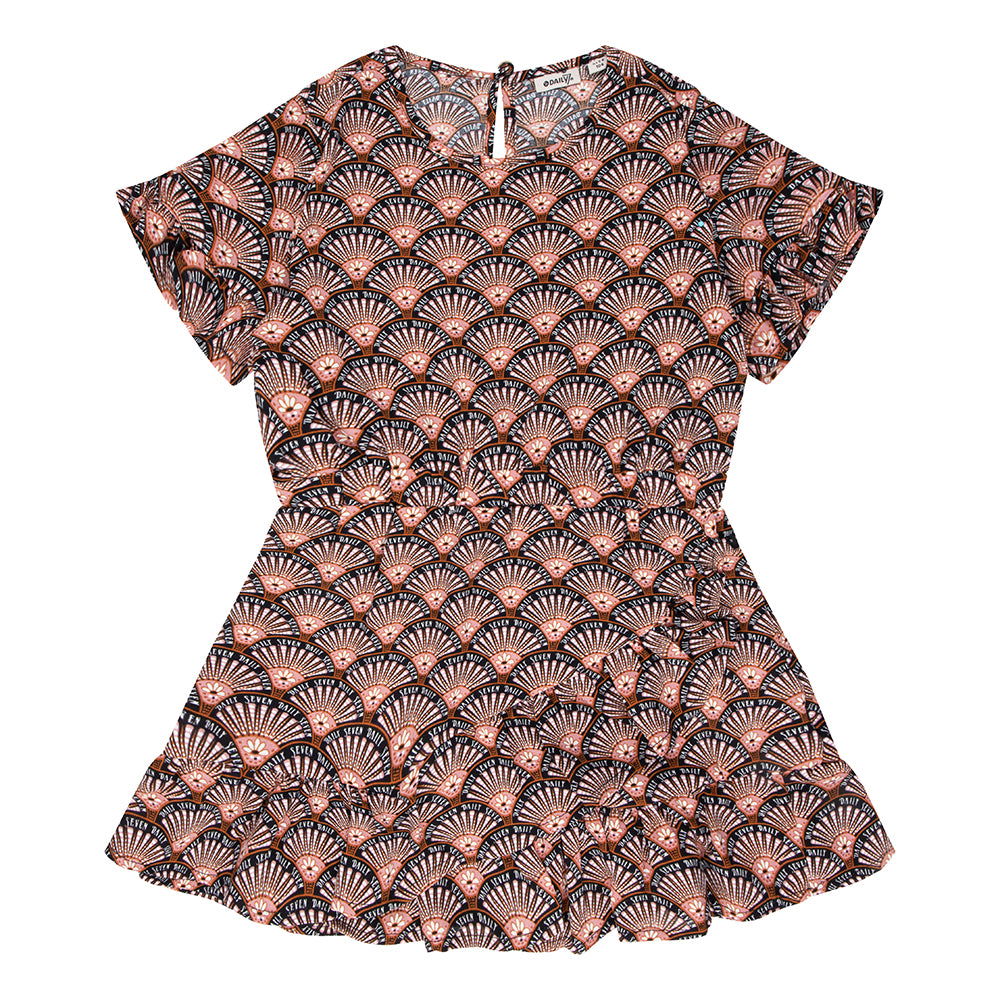 Daily7 Dress Ruffle Retro Print