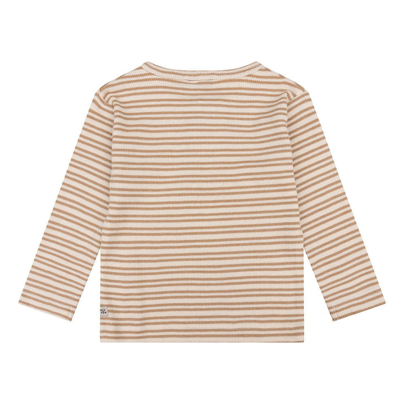 Daily7 Newborn Organic T-shirt Longsleeve Grandad Rib Stripe - Bubbles & Bo