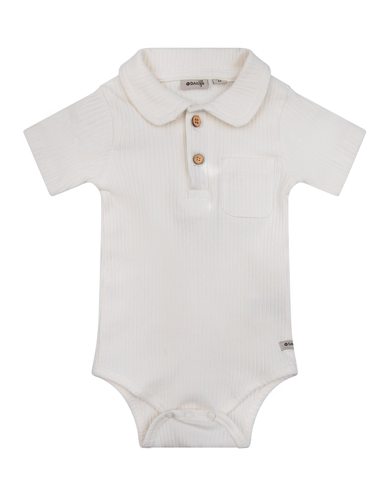 Daily 7 Newborn BODY SS COLLAR RIB - Bubbles & Bo