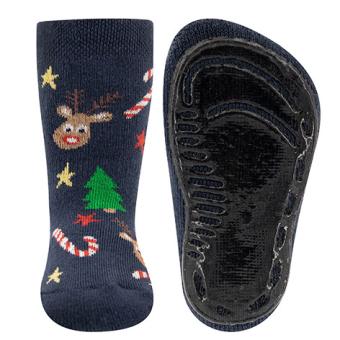 Ewers Sok antislip Blauw AOP Christmas - Bubbles & Bo