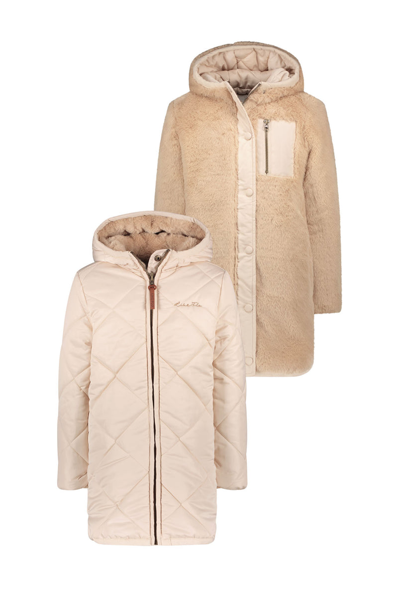 Like Flo Reversible hooded long jacket fancy quilting