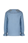 Meisjes Tencell Denim Blouse Big Collar van Like Flo in de kleur lt denim in maat 140.