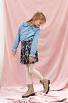 Meisjes Tencell Denim Blouse Big Collar van Like Flo in de kleur lt denim in maat 140.