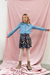 Meisjes Tencell Denim Blouse Big Collar van Like Flo in de kleur lt denim in maat 140.