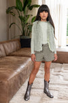 Meisjes Long Hair Fur Bodywarmer van Like Flo in de kleur Pistache in maat 134-140.