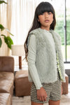 Meisjes Long Hair Fur Bodywarmer van Like Flo in de kleur Pistache in maat 134-140.