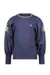 Meisjes Rib Top With Woven Balloon Sleeves van Like Flo in de kleur Navy in maat 140.