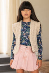 Meisjes Crepe Jersey Top With Aop Paisley van Like Flo in de kleur Paisley in maat 140.