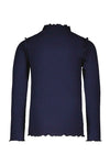Meisjes Solid Rib Rollneck van Like Flo in de kleur Navy in maat 140.