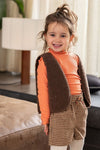 Meisjes Solid Rib Rollneck van Like Flo in de kleur Soft orange in maat 140.