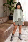 Meisjes Solid Rib Rollneck van Like Flo in de kleur Pistache in maat 140.