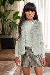 Meisjes Solid Rib Rollneck van Like Flo in de kleur Pistache in maat 140.