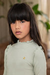 Meisjes Solid Rib Rollneck van Like Flo in de kleur Pistache in maat 140.